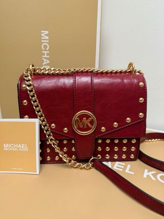 Bolso Michael Kors Rojo con Tachuelas Doradas