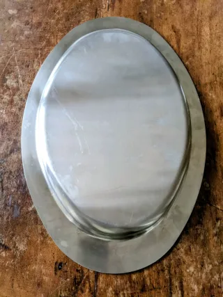 Vassoio ovale acciaio e oro