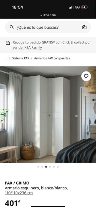 Armario Esquinero PAX/GRIMO Blanco