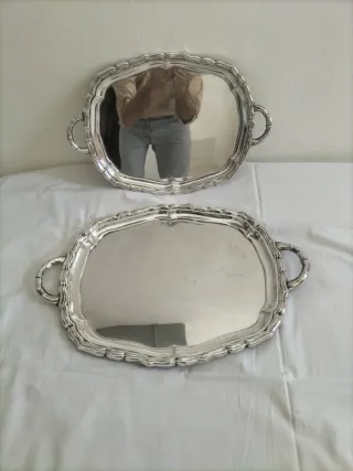 Vajilla antigua plata alpaca fuente servir virgen