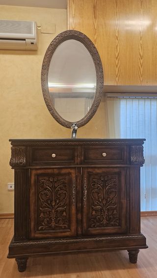 Mueble de baño madera y piedra a estrenar