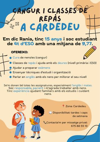 Cangur i classes de repàs a Cardedeu
