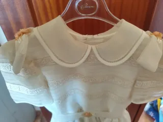 Traje Comunión Niña Blanco con flores naranjas