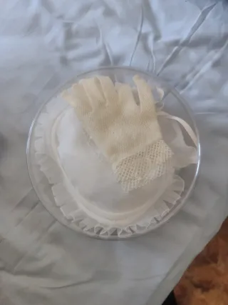 Traje Comunión Niña Blanco con flores naranjas