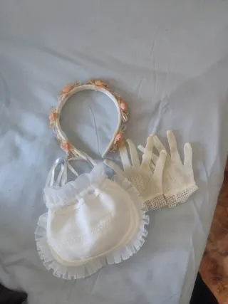 Traje Comunión Niña Blanco con flores naranjas