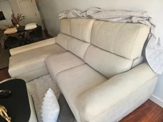 Sofá chaiselongue tela beige