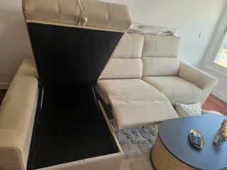 Sofá chaiselongue tela beige