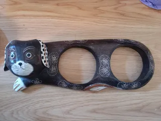 Comedero doble para perros de madera