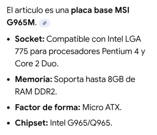 Placa Base MSI G965M