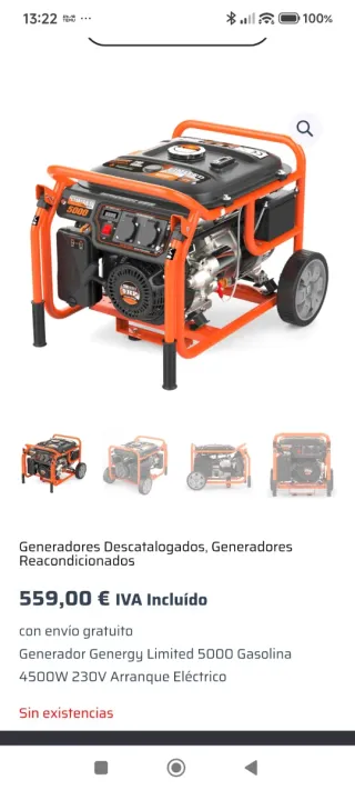 Generador Genergy Limited 5000 Gasolina
