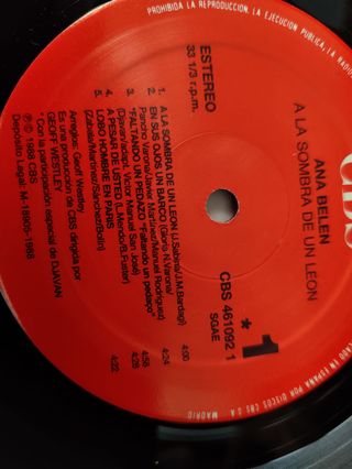 Vinilo Ana Belén A la Sombra de un León