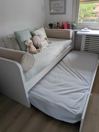 Cama nido blanca de 90x 190cm madera laca blanca