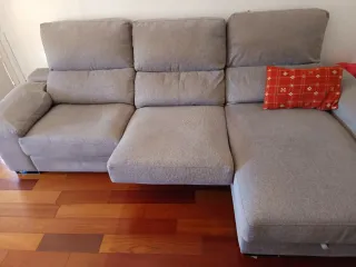 Sofá chaiselongue tela beige asientos deslizantes