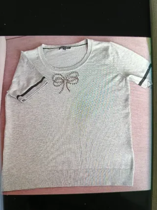 Chaqueta y jersey de punto gris mujer