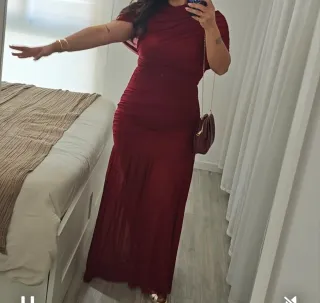 Vestido largo granate