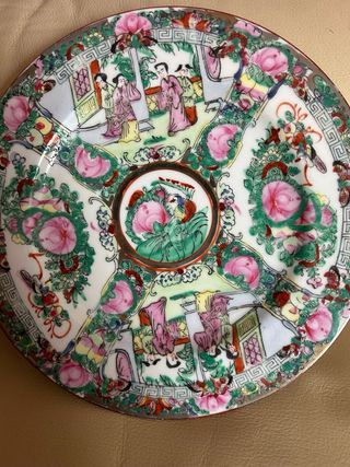 Piatto cinese decorato famiglia rose vintage