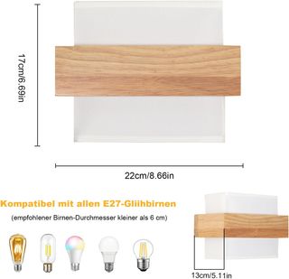 Lámpara de pared madera E27