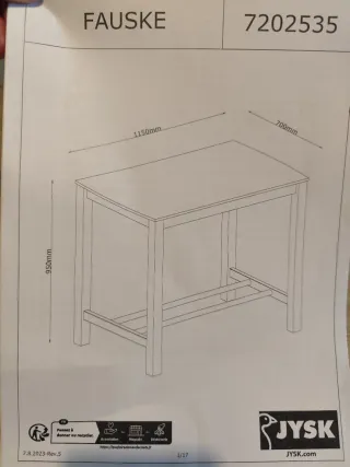 Mesa alta cocina madera roble