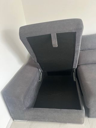 Sofá chaiselongue gris tela