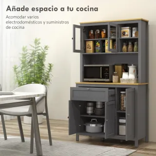 Alacena Cocina Auxiliar Madera y Cristal