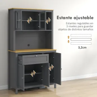 Alacena Cocina Auxiliar Madera y Cristal