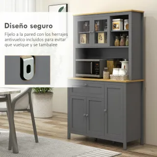 Alacena Cocina Auxiliar Madera y Cristal