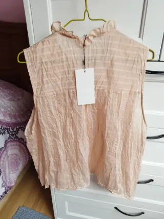 Blusa Zara combinada crochet efecto arrugado