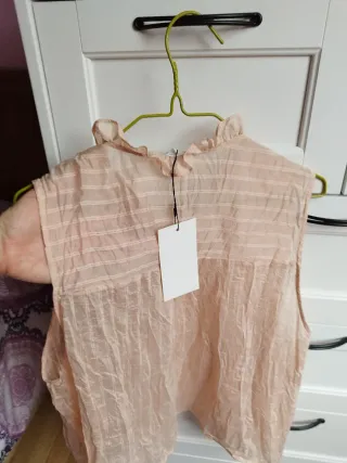 Blusa Zara combinada crochet efecto arrugado