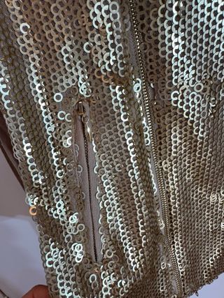 Chaqueta Guess lentejuelas S dorado y beige