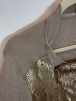 Chaqueta Guess lentejuelas S dorado y beige