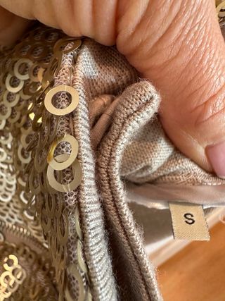 Chaqueta Guess lentejuelas S dorado y beige