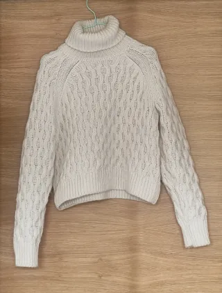 Jersey cuello alto tejido blanco