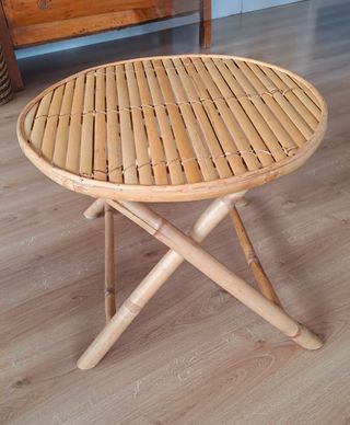 Mesa auxiliar bambú redonda plegable