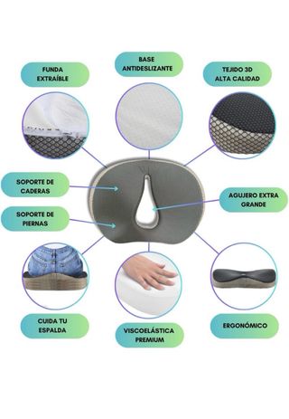 Cojín Ortopédico Viscoelástico Negro/Gris