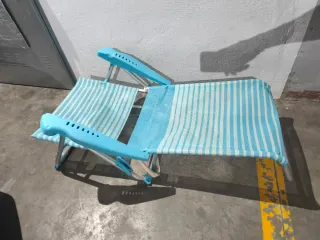 Silla de Playa Plegable Azul y Blanca