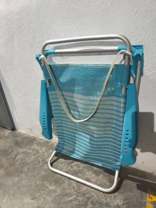 Silla de Playa Plegable Azul y Blanca