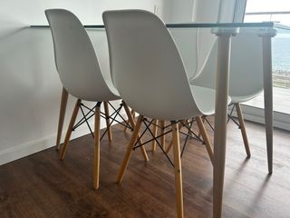 Mesa Comedor Cristal 120x80cm + 4 Sillas Nórdicas