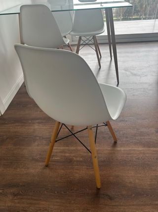 Mesa Comedor Cristal 120x80cm + 4 Sillas Nórdicas