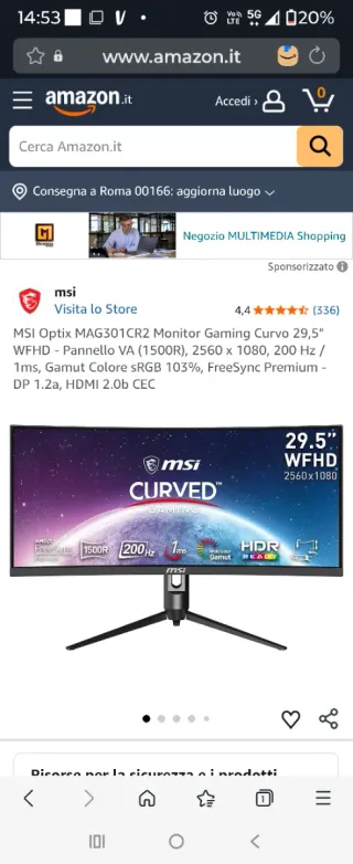 Monitor MSI Curvo Nero