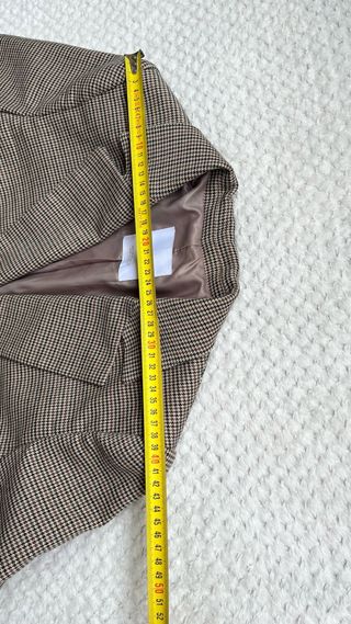 Blazer Mango XS Cuadros Marrón Claro Mujer