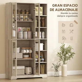 Alacena Cocina 4 Puertas Madera y Cristal