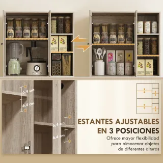Alacena Cocina 4 Puertas Madera y Cristal