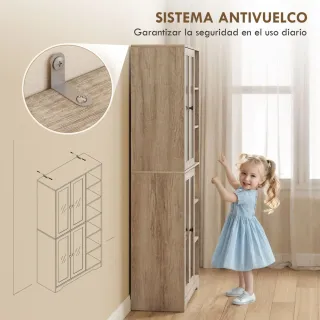 Alacena Cocina 4 Puertas Madera y Cristal