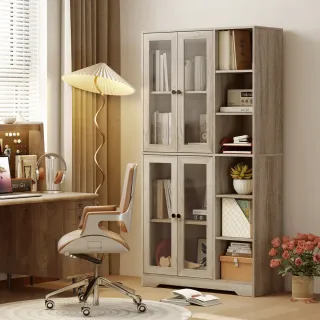 Alacena Cocina 4 Puertas Madera y Cristal