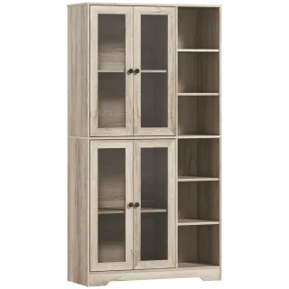 Alacena Cocina 4 Puertas Madera y Cristal