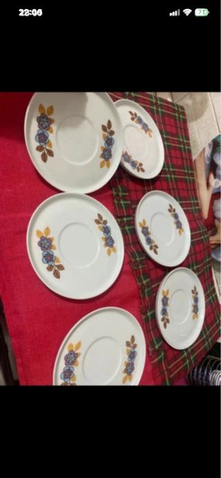 6 Piattini porcellana decorati fiori