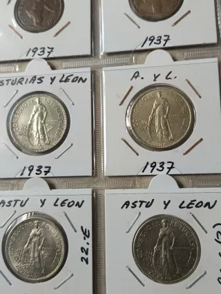 Monedas Guerra Civil Asturias y León 1937