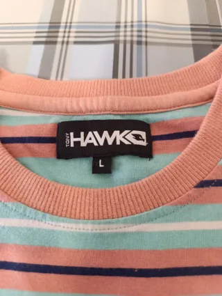 Camiseta Hawk Rayas Rosa y Turquesa