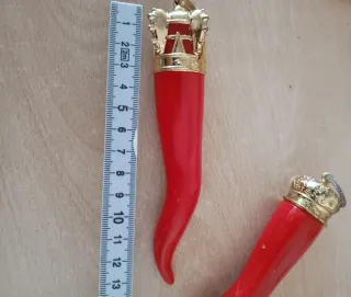 3 Corni Portafortuna Rossi con Corona