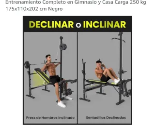 Banco musculación con polea y carga 250kg